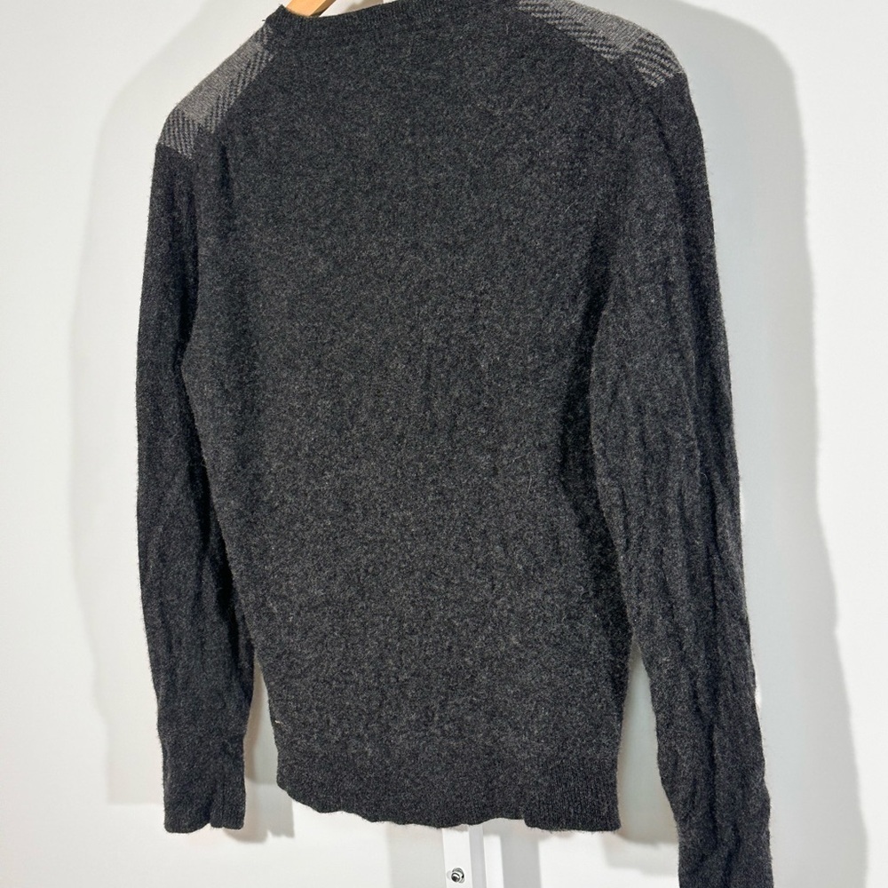 Barbour 100% Wool Buffalo Check Crewneck Sweater Gray Plaid Heritage Knit - Picture 5 of 6